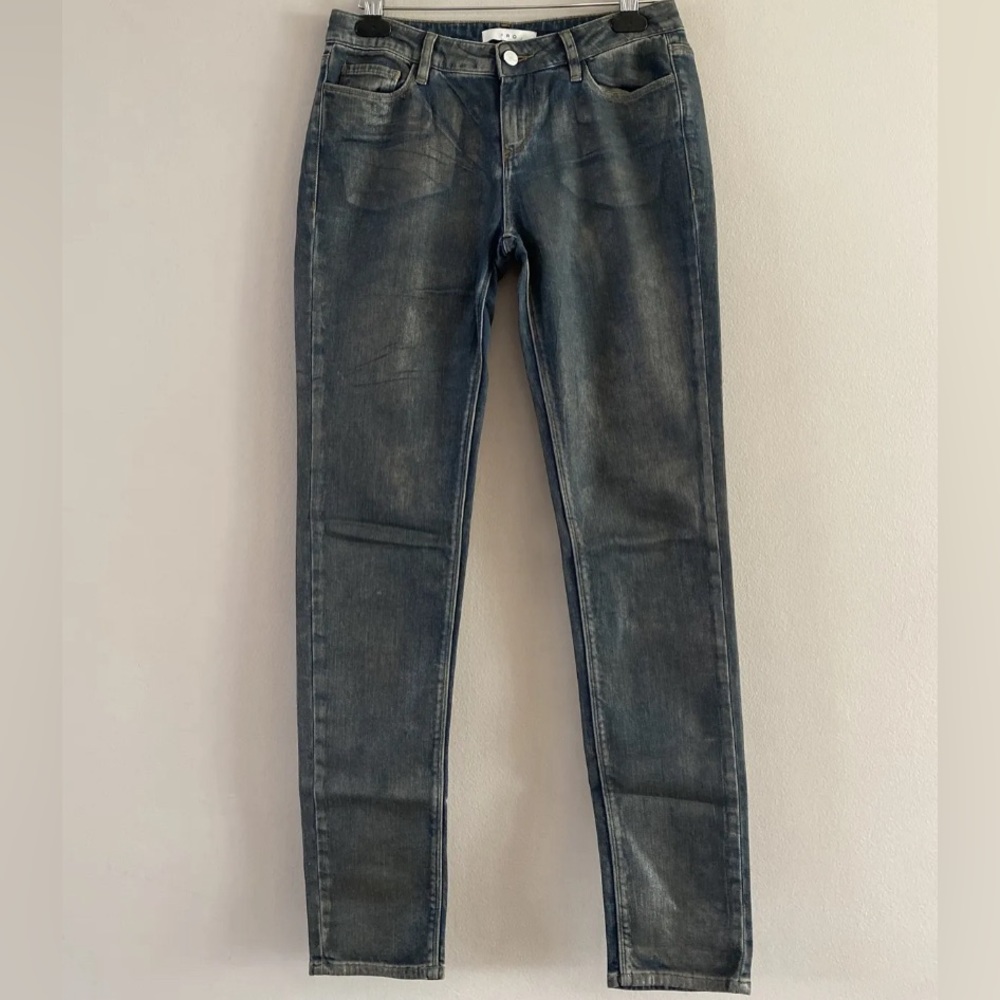 NWT IRO Jeans Hawkins Jenner Bronzed Coated Stretch Skinny Jeans Size 28